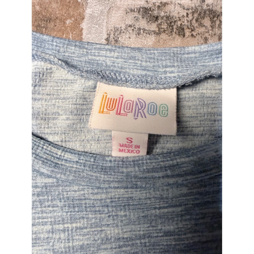 LuLaRoe Dress Womens‎ Small Blue Space Dye Tiered Babydoll Short Sleeve Knit - Picture 2 of 7